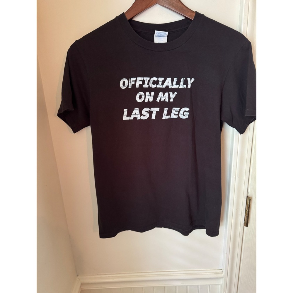 Port & Company Youth Large Black Graphic Tee Officially On My Last Leg T-Shirt